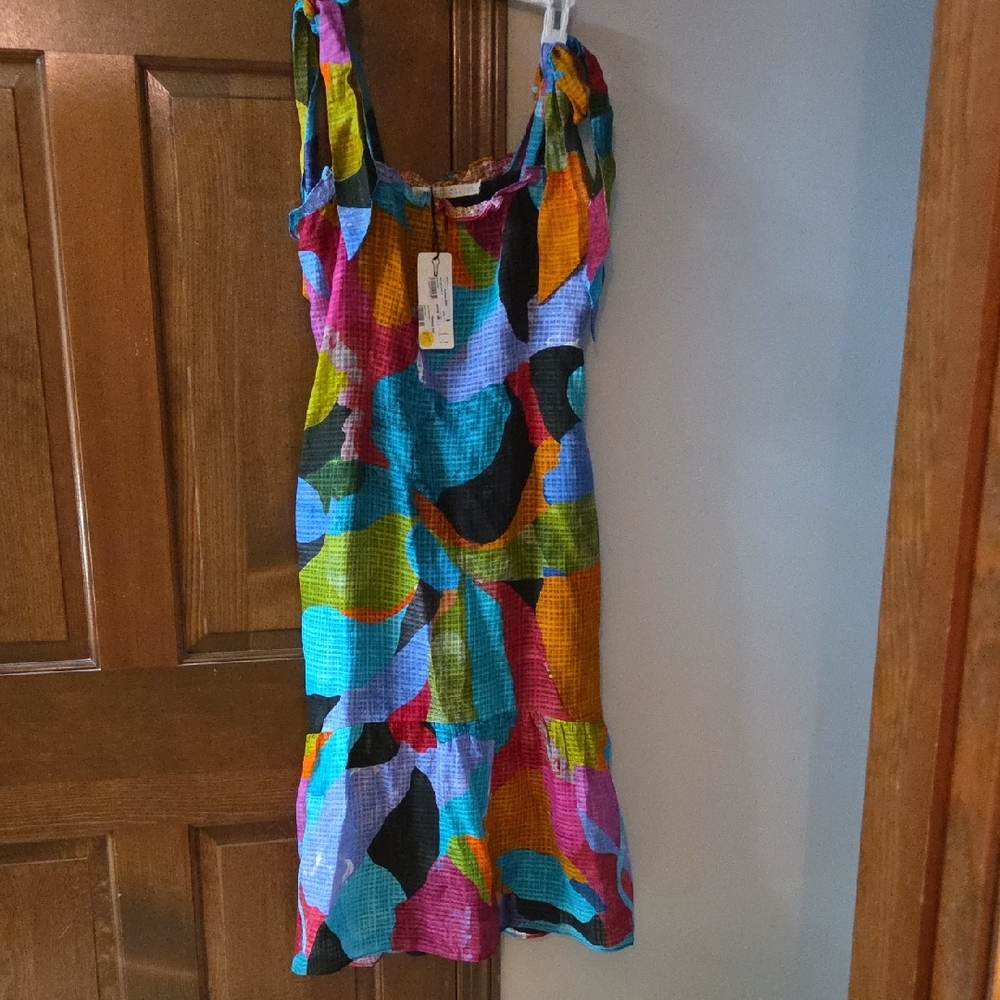Marie Oliver Colorful Abstract Midi Dress, Maya Jewel, NWT